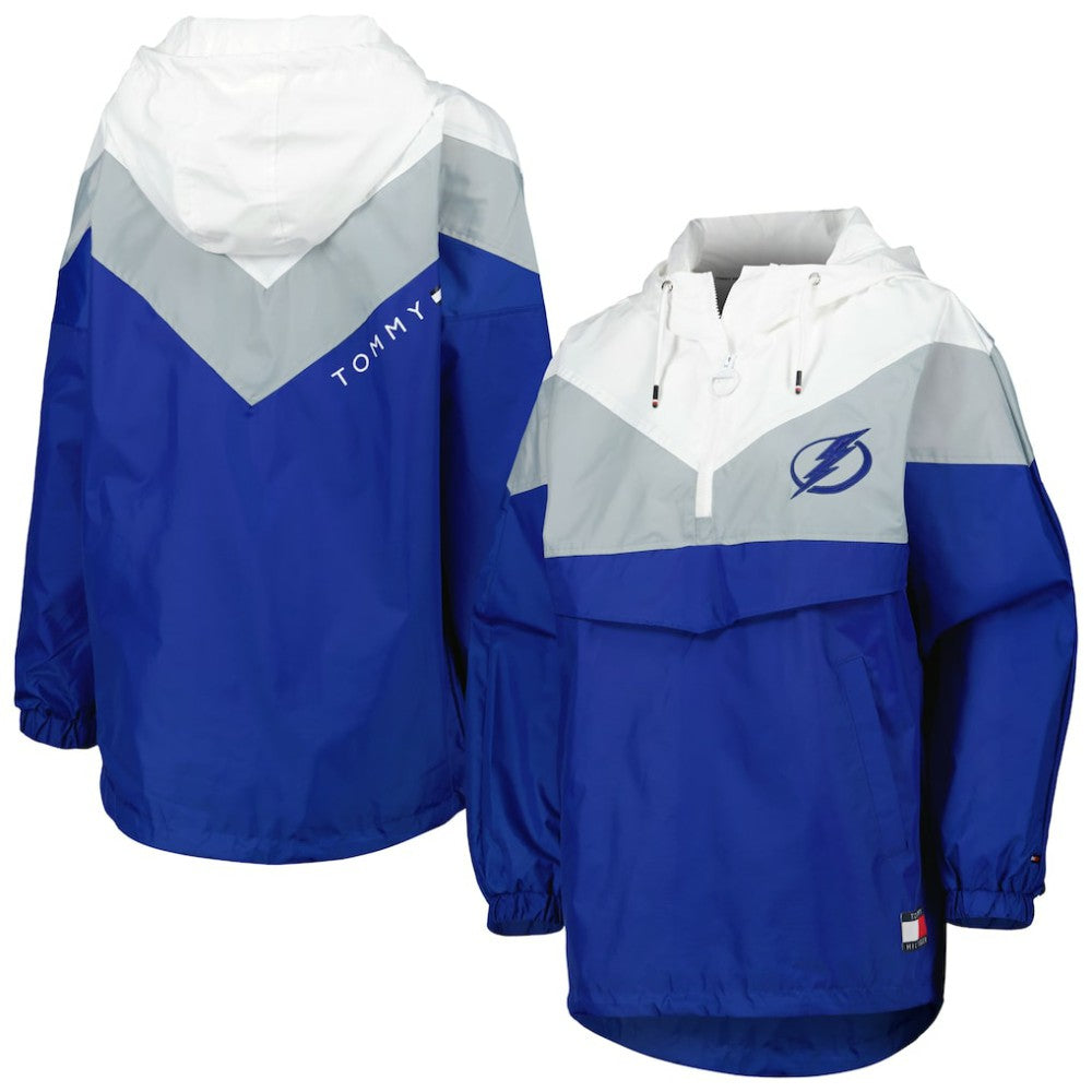 Tampa Bay Lightning Tommy Hilfiger Women's Staci Half-Zip Windbreaker Jacket Blue/Silver