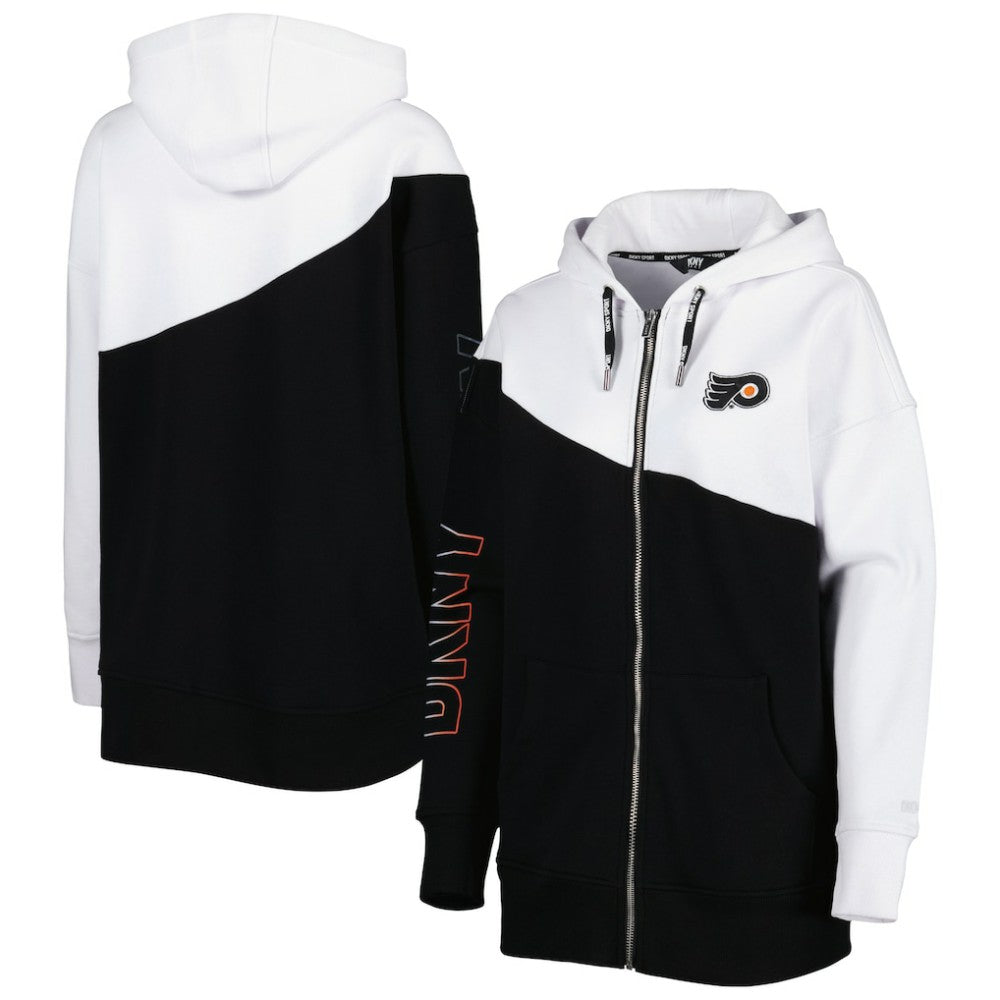 Philadelphia Flyers DKNY Sport Women's Gina Full-Zip Hoodie Black/White