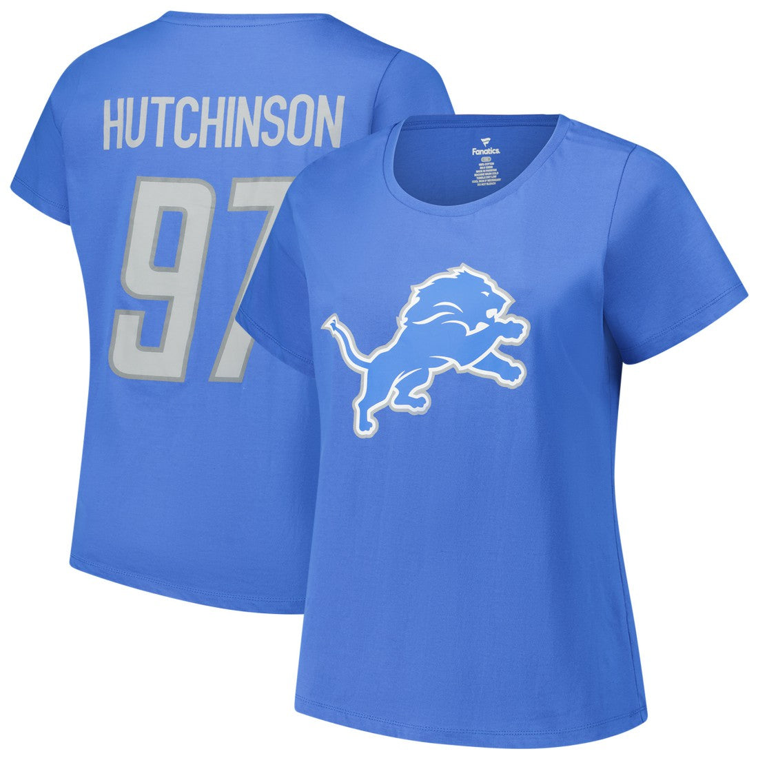 Aidan Hutchinson Detroit Lions Women's Plus Size Fair Catch Name & Number Scoop Neck T-Shirt - Blue for sale