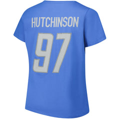 Aidan Hutchinson Detroit Lions Women's Plus Size Fair Catch Name & Number Scoop Neck T-Shirt - Blue for sale