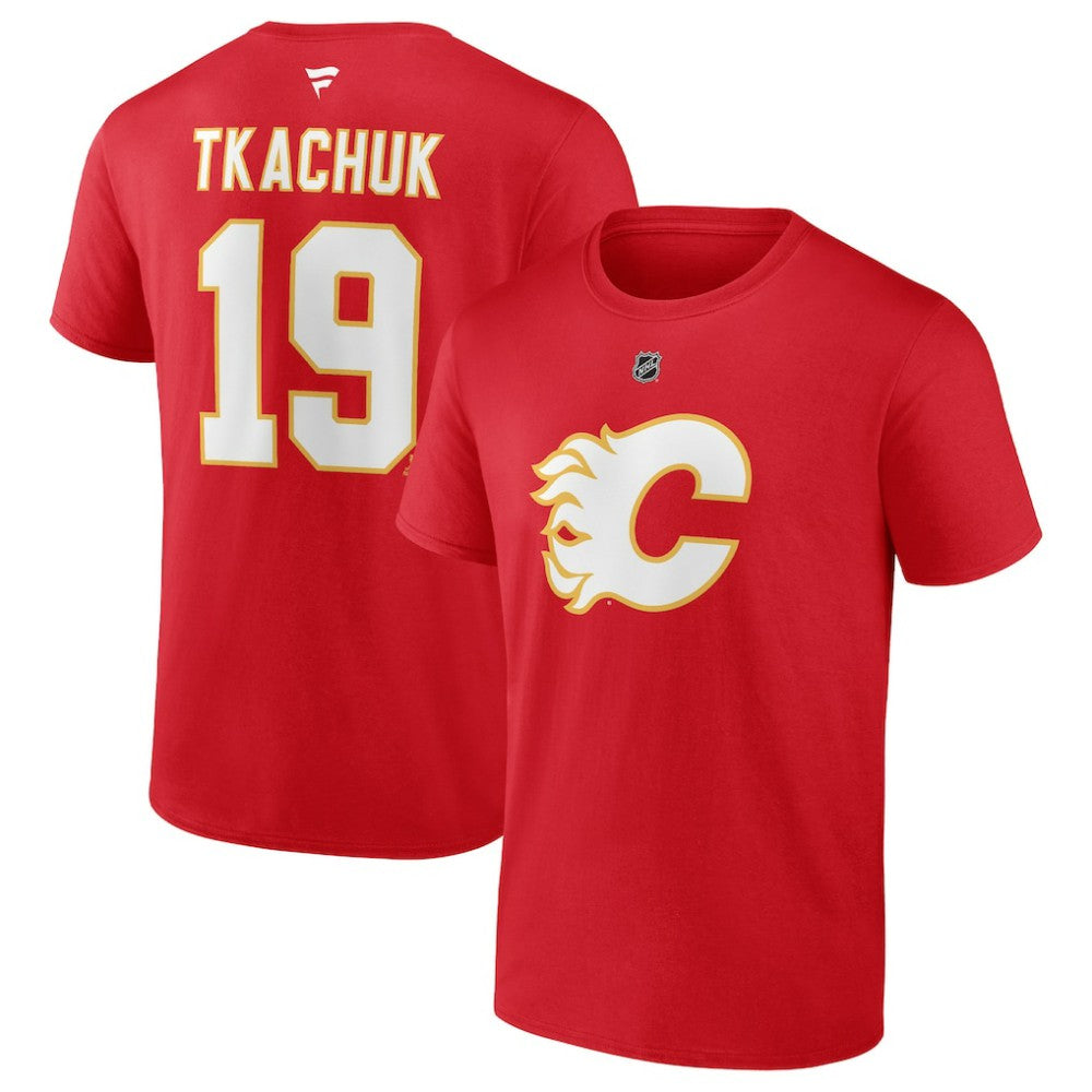 Matthew Tkachuk Calgary Flames Fanatics Authentic Stack Name & Number T-Shirt Red