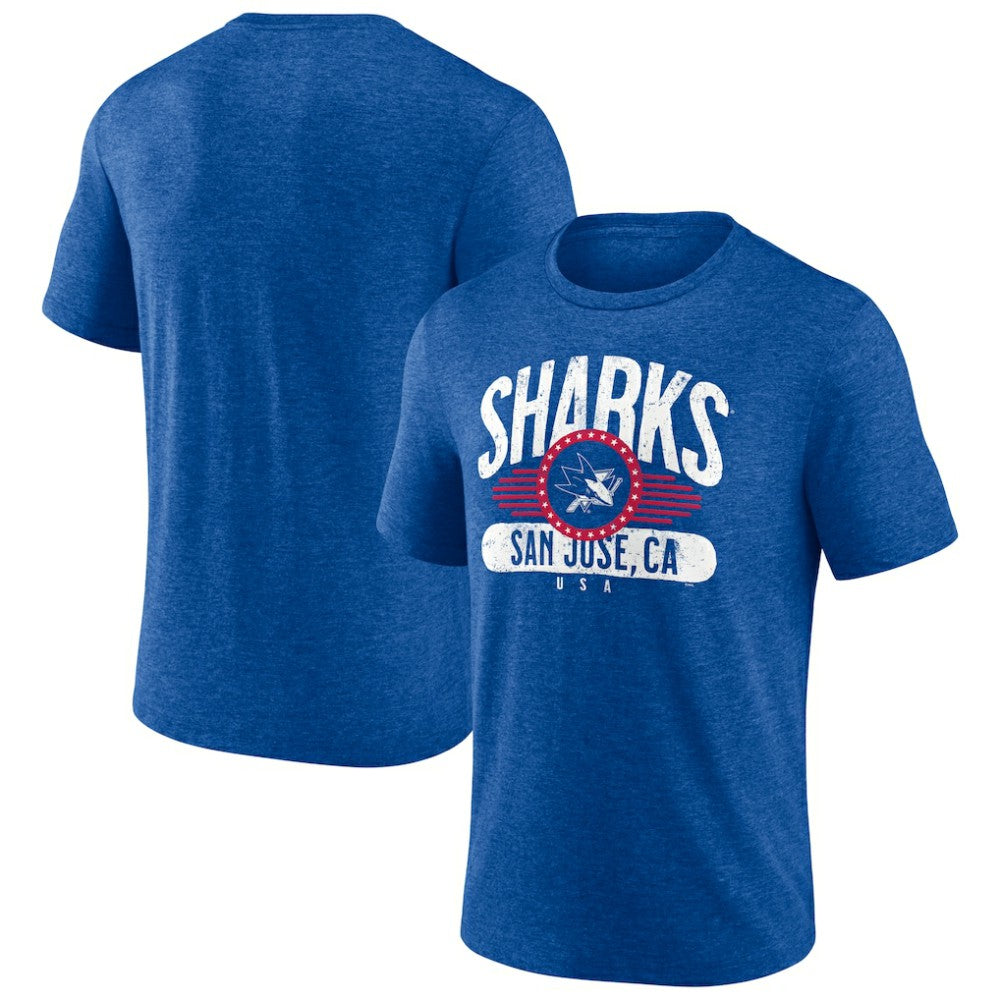 San Jose Sharks Badge of Honor Tri-Blend T-Shirt Royal