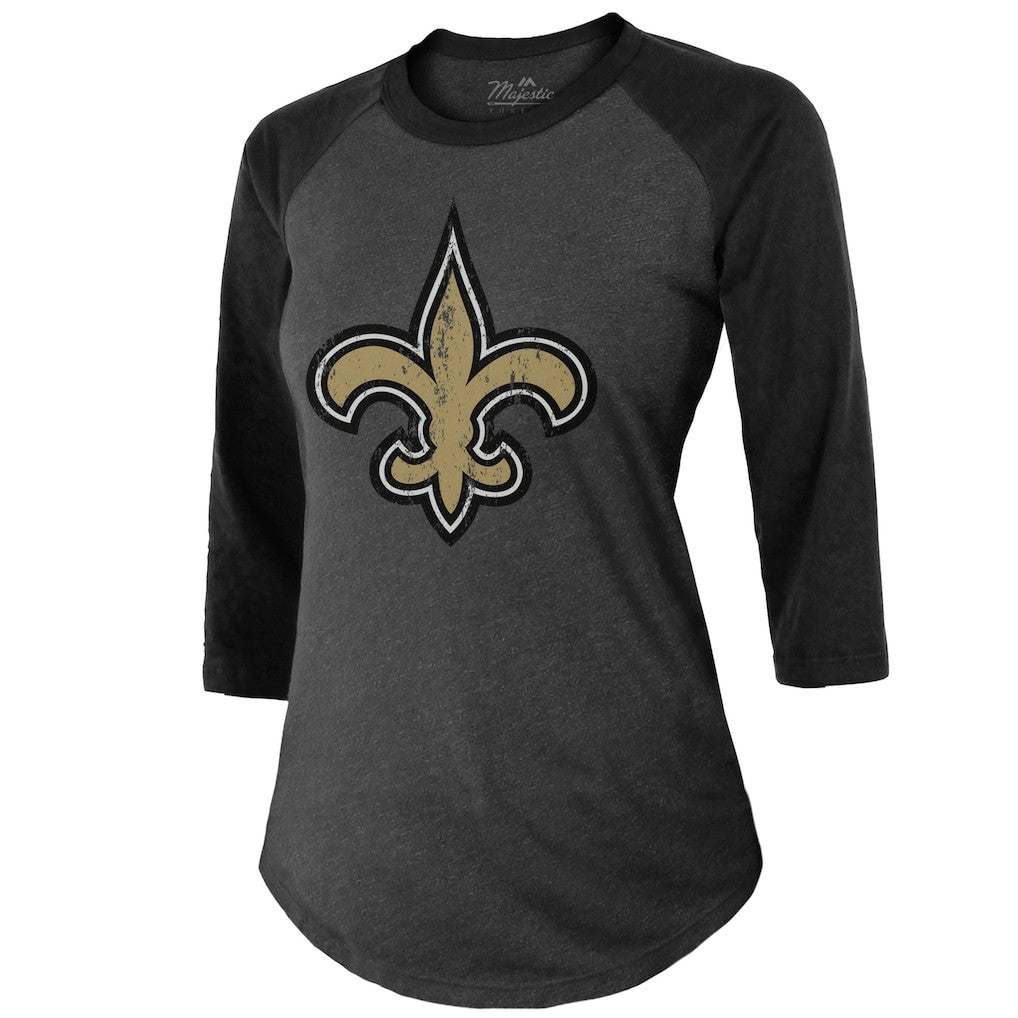 Tyrann Mathieu New Orleans Saints Majestic Threads Women's Name & Number Raglan 3/4 Sleeve T-Shirt - Black discount