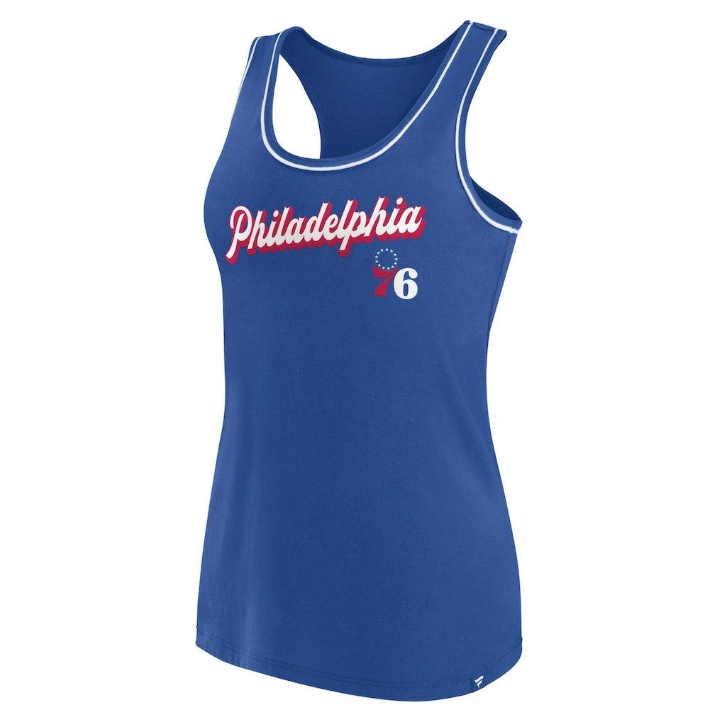 Philadelphia 76ers Women's Wordmark Logo Racerback Tank Top - Royal | Fanatics for sale