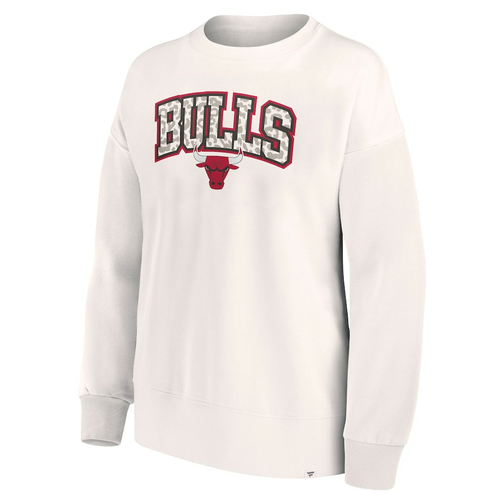 Chicago Bulls Women's Tonal Leopard Pullover Sweatshirt - White | Fanatics for sale