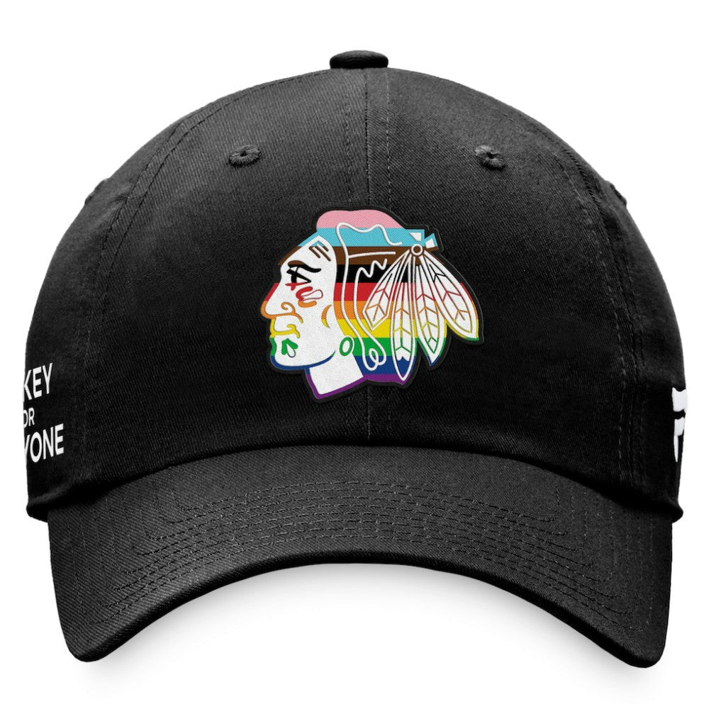 Chicago Blackhawks Fanatics Team Logo Pride Adjustable Hat Black