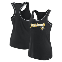 Pittsburgh Penguins Fanatics Women's Wordmark Logo Racerback Scoop Neck Tank Top Black
