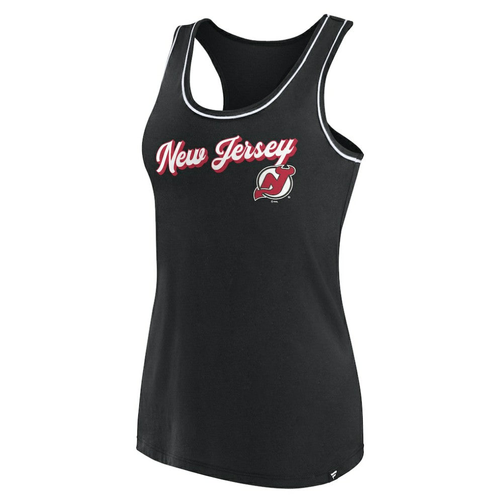 New Jersey Devils Fanatics Women's Wordmark Logo Racerback Scoop Neck Tank Top Black
