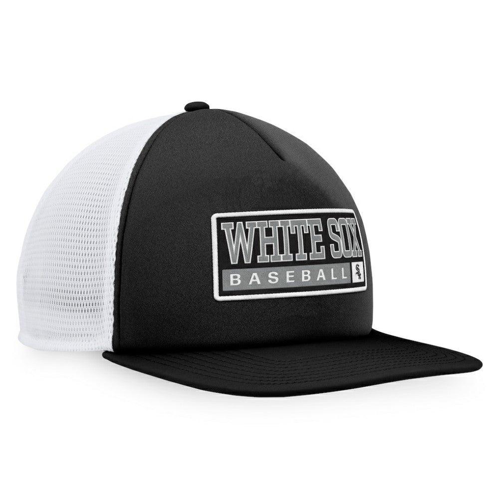 Chicago White Sox Majestic Foam Trucker Snapback Hat - Black/White