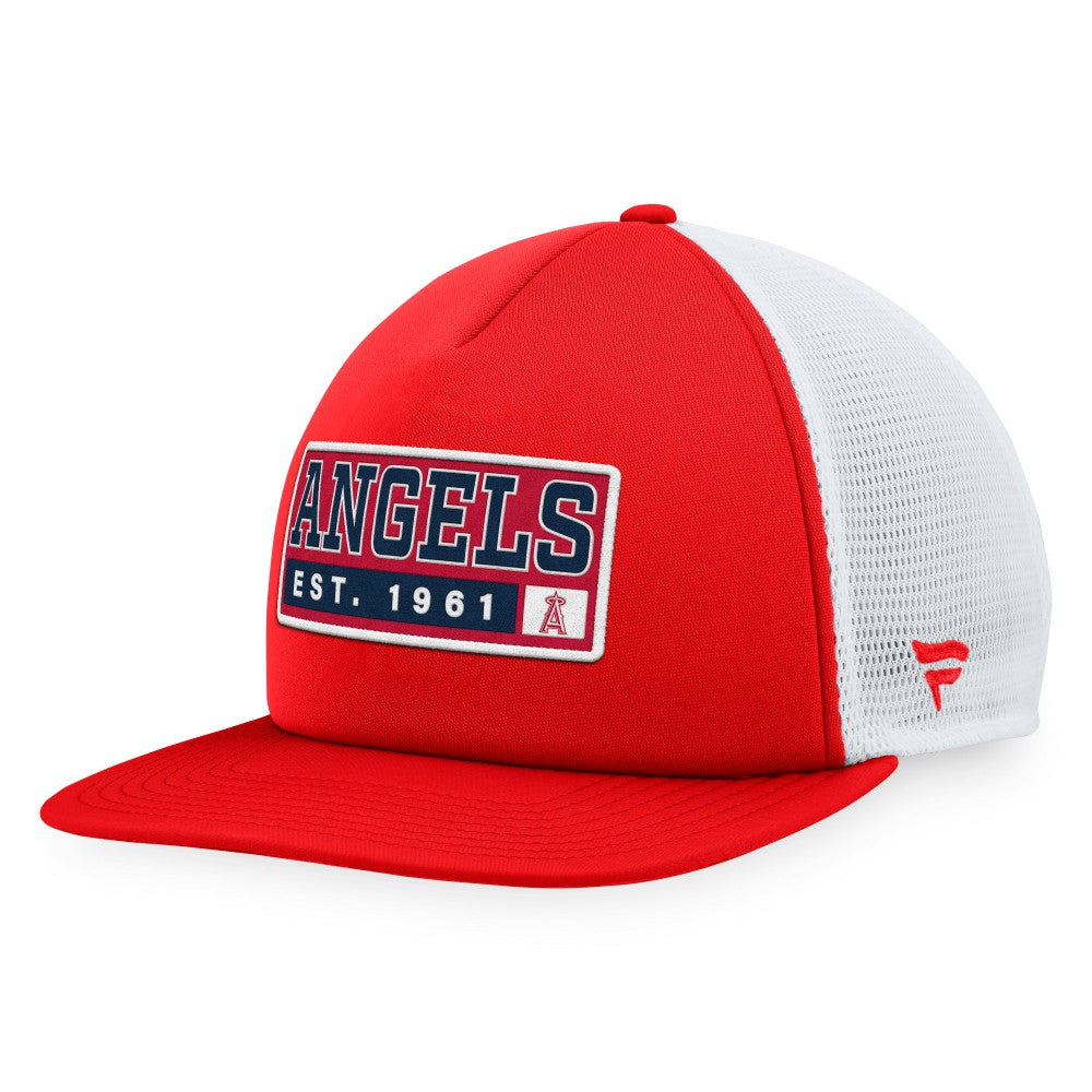 Los Angeles Angels Majestic Foam Trucker Snapback Hat - Red/White