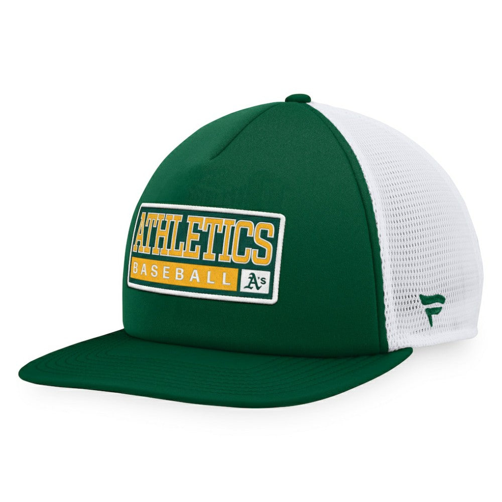 Athletics Majestic Foam Trucker Snapback Hat - Green/White