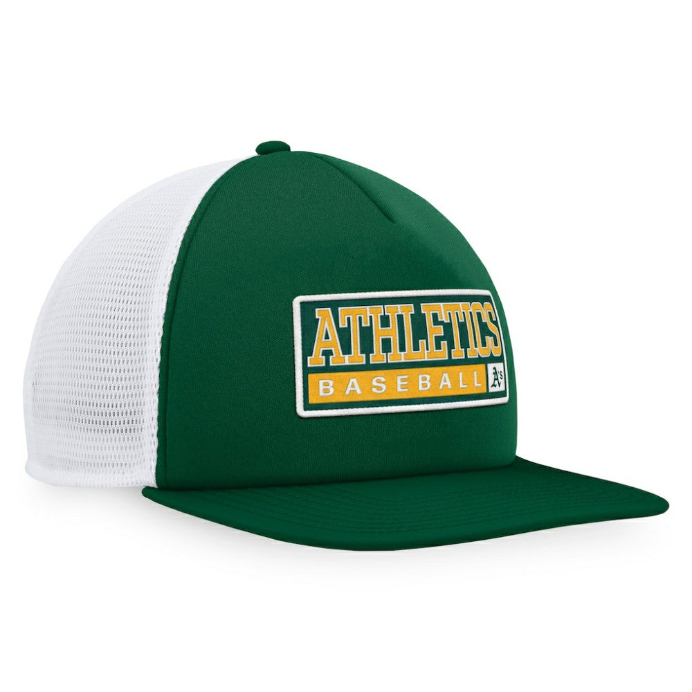 Athletics Majestic Foam Trucker Snapback Hat - Green/White