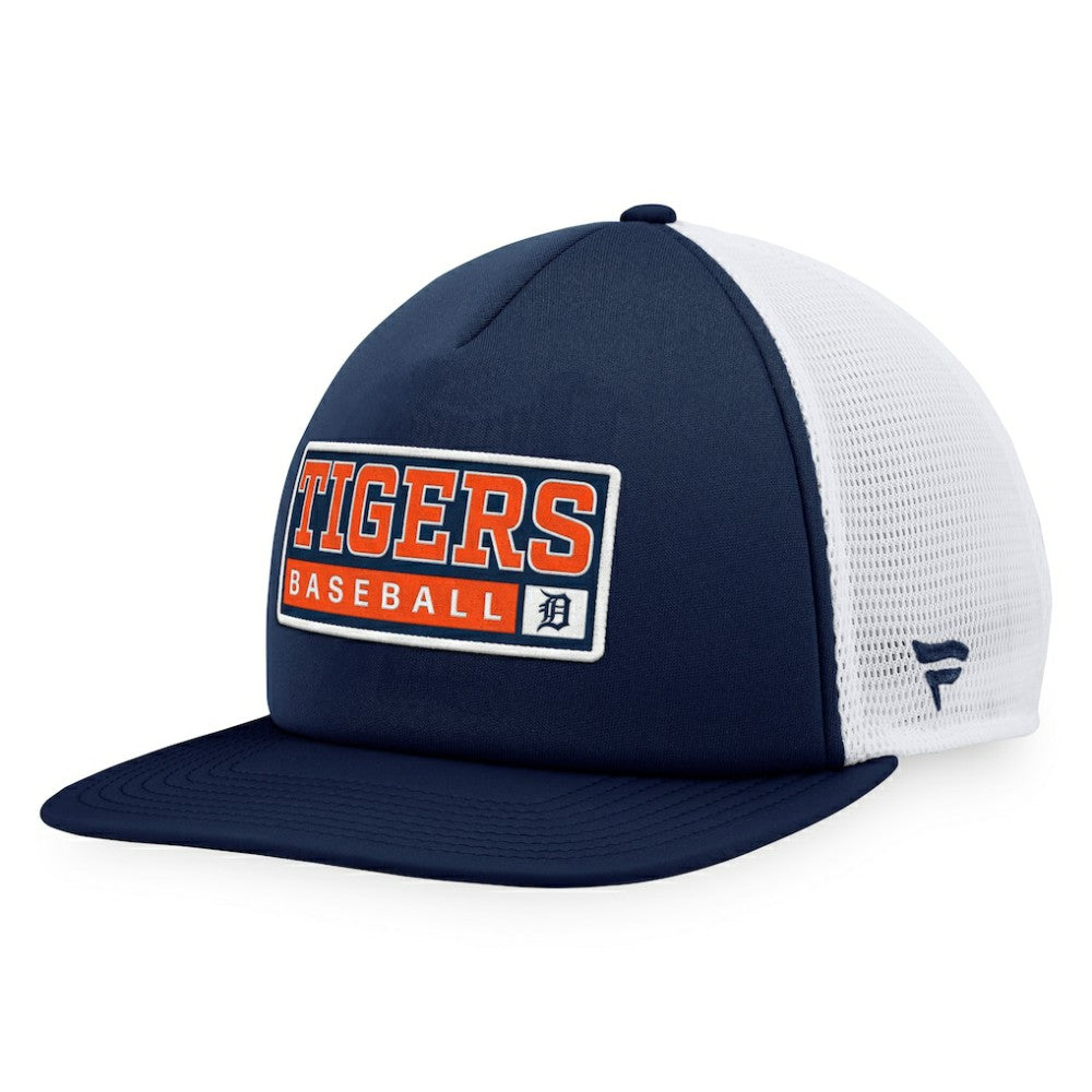 Detroit Tigers Majestic Foam Trucker Snapback Hat - Navy/White