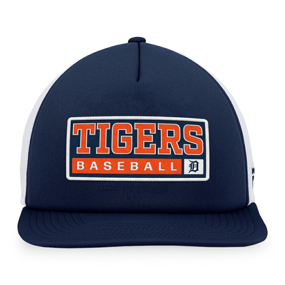 Detroit Tigers Majestic Foam Trucker Snapback Hat - Navy/White