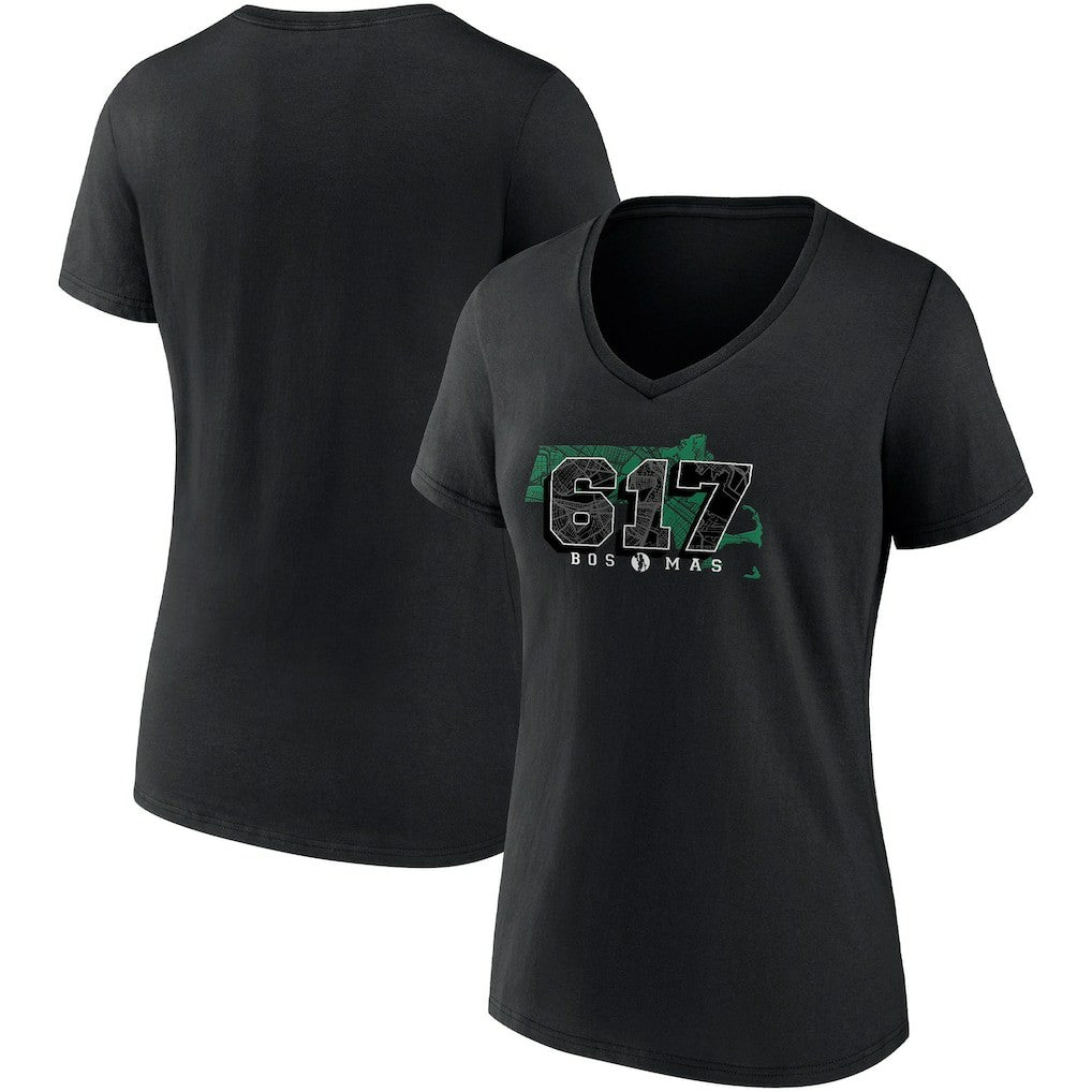 Boston Celtics Women's Hometown Collection 617 V-Neck T-Shirt - Black | Fanatics online
