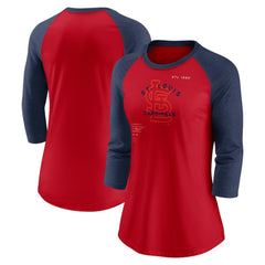 St. Louis Cardinals Women's Next Up Tri-Blend Raglan 3/4-Sleeve T-Shirt - Red/Navy | Nike