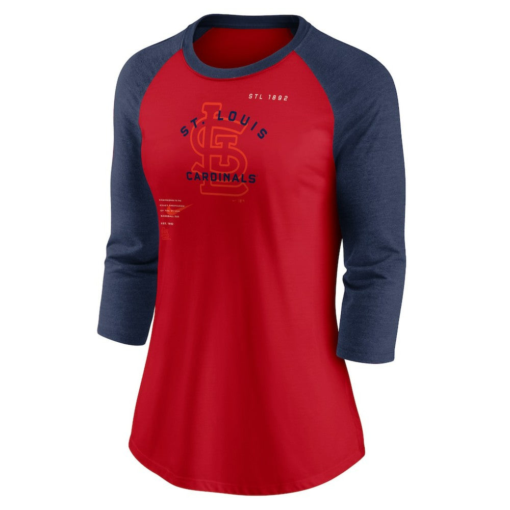St. Louis Cardinals Women's Next Up Tri-Blend Raglan 3/4-Sleeve T-Shirt - Red/Navy | Nike