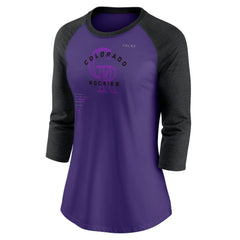 Colorado Rockies Women's Next Up Tri-Blend Raglan 3/4-Sleeve T-Shirt - Purple/Black | Nike