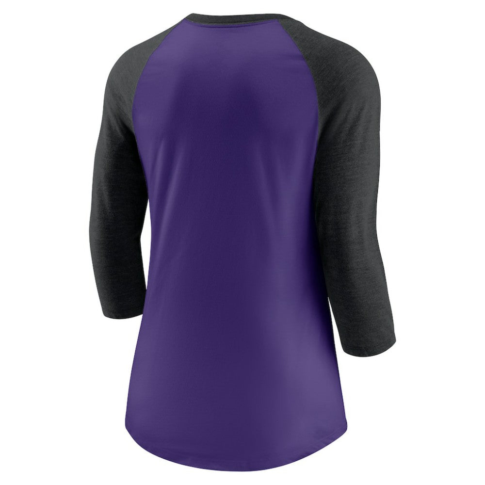Colorado Rockies Women's Next Up Tri-Blend Raglan 3/4-Sleeve T-Shirt - Purple/Black | Nike
