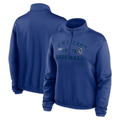 Chicago Cubs Women's Rewind Splice Half-Zip Semi-Cropped Bubble Hem Sweatshirt - Royal | Nike