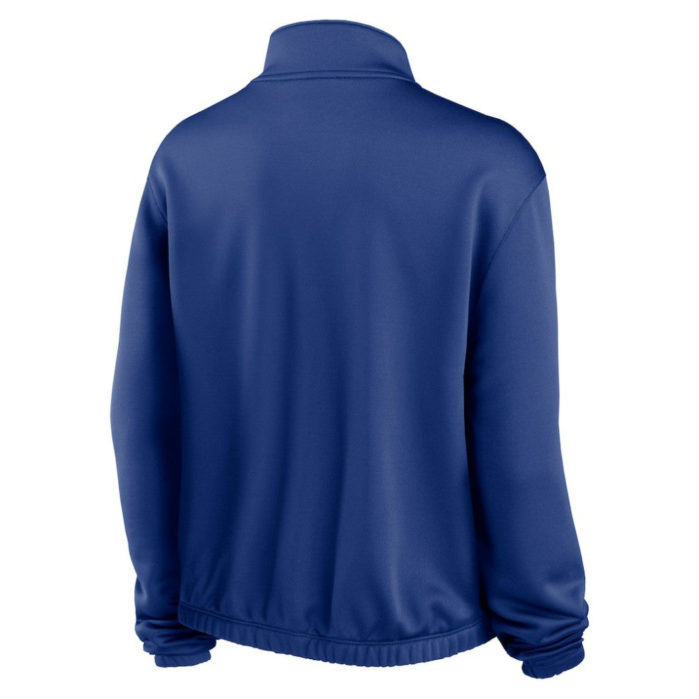 Milwaukee Brewers Women's Rewind Splice Half-Zip Semi-Cropped Bubble Hem Sweatshirt - Royal | Nike