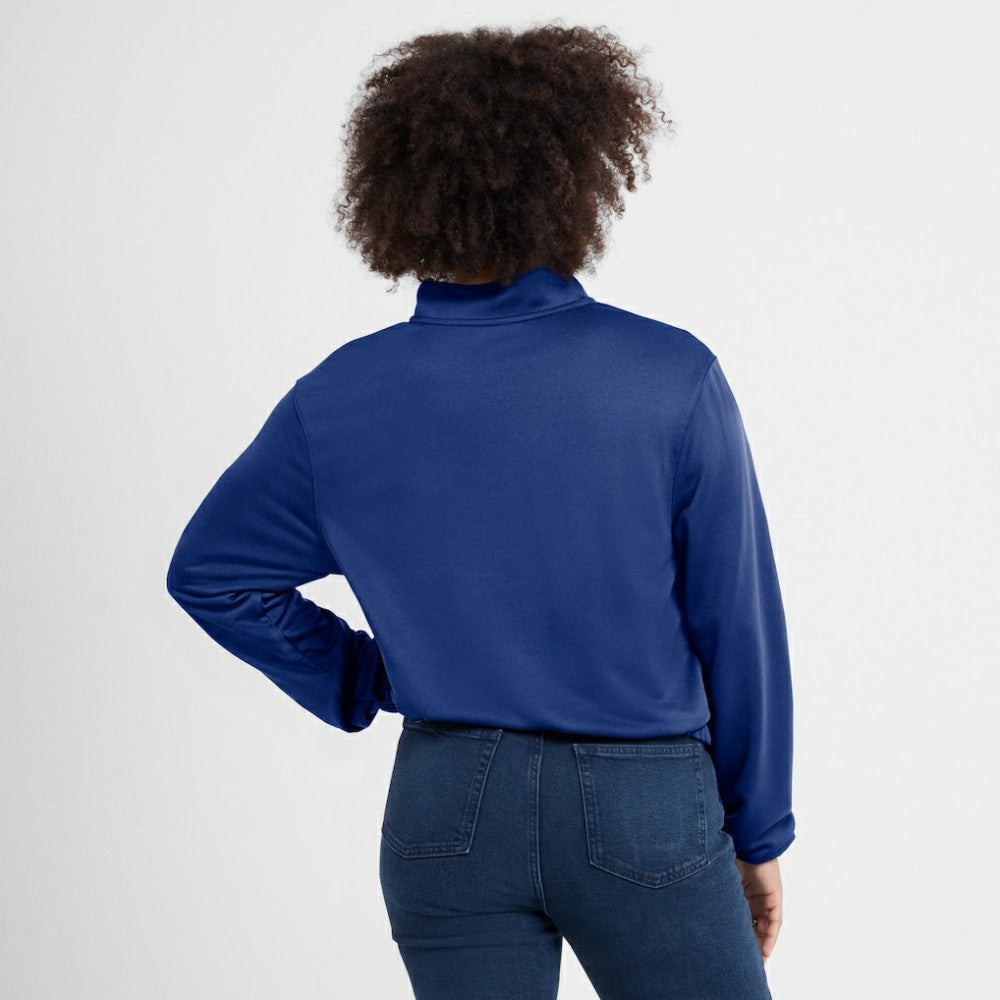 Milwaukee Brewers Women's Rewind Splice Half-Zip Semi-Cropped Bubble Hem Sweatshirt - Royal | Nike