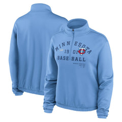 Minnesota Twins Women's Rewind Splice Half-Zip Semi-Cropped Bubble Hem Sweatshirt - Light Blue | Nike