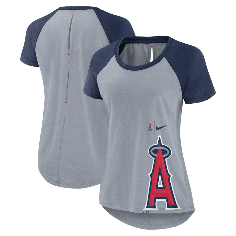 Los Angeles Angels Women's Summer Breeze Raglan Fashion T-Shirt - Heather Gray | Nike