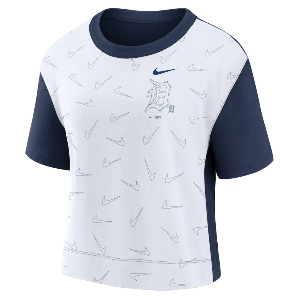 Detroit Tigers Women's Line Up High Hip Fashion T-Shirt - Navy/White | Nike