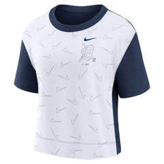 Detroit Tigers Women's Line Up High Hip Fashion T-Shirt - Navy/White | Nike