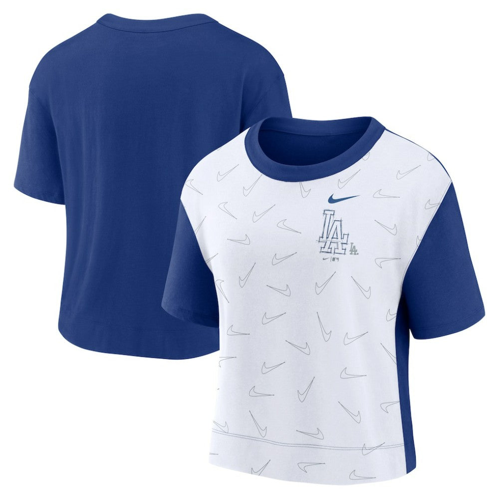 Los Angeles Dodgers Women's Line Up High Hip Fashion T-Shirt - Royal/White | Nike