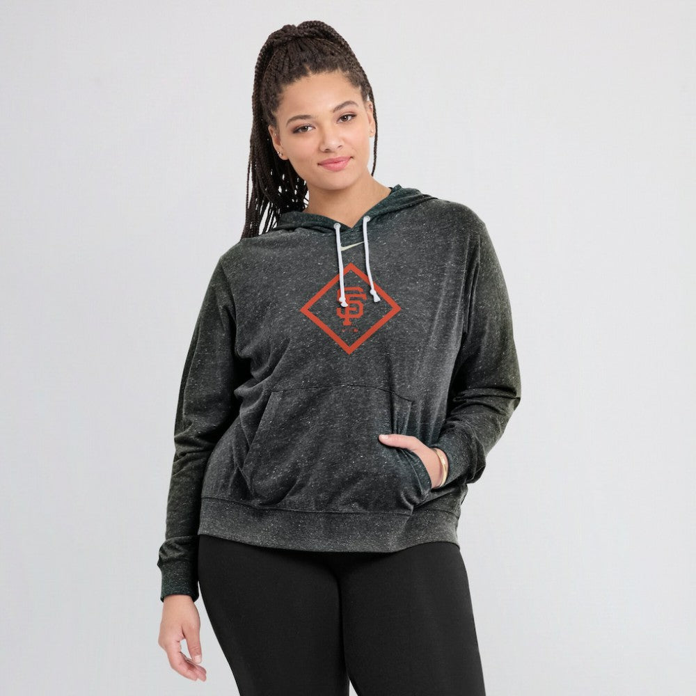 San Francisco Giants Women's Diamond Icon Gym Vintage Lightweight Hooded Top - Black | Nike