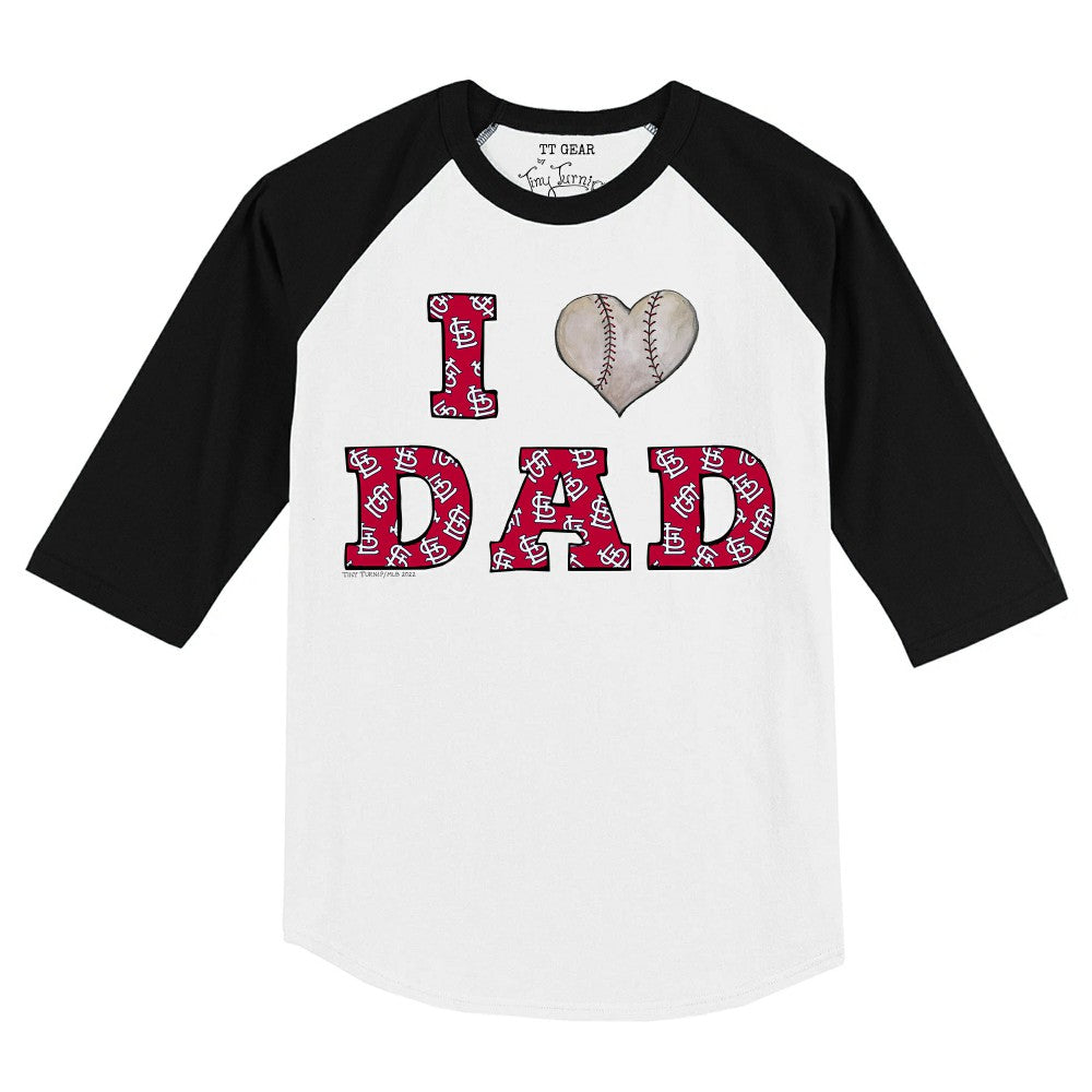 St. Louis Cardinals Tiny Turnip Youth I Love Dad 3/4-Sleeve Raglan T-Shirt - White/Black
