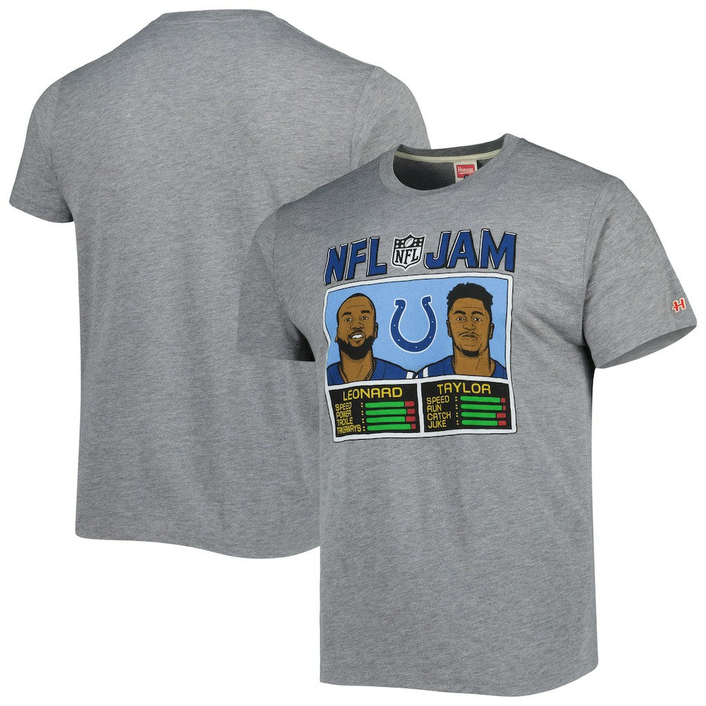 Jonathan Taylor & Shaquille Leonard Indianapolis Colts Homage Unisex NFL Jam Tri-Blend T-Shirt - Heather Gray online