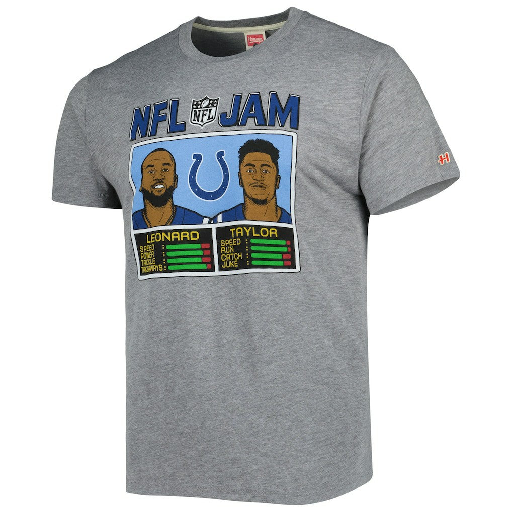 Jonathan Taylor & Shaquille Leonard Indianapolis Colts Homage Unisex NFL Jam Tri-Blend T-Shirt - Heather Gray online