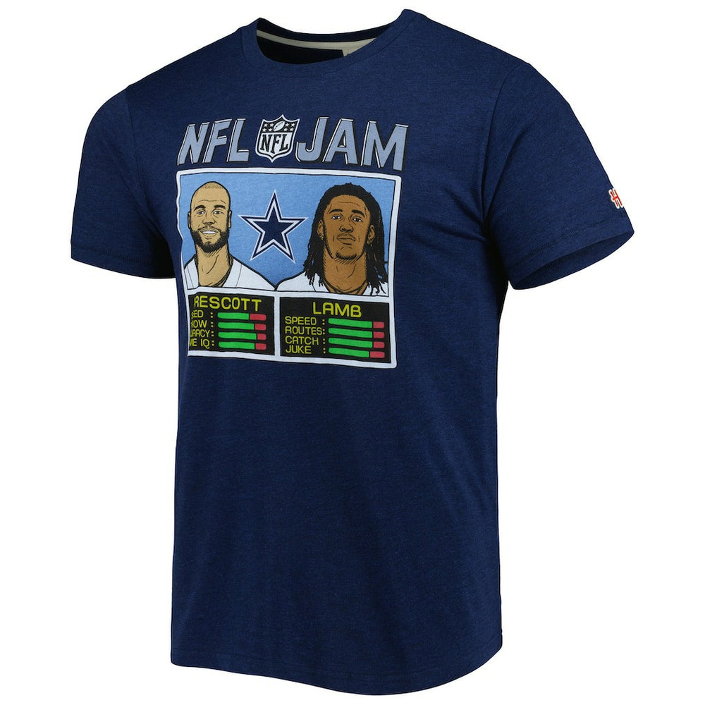 CeeDee Lamb & Dak Prescott Dallas Cowboys Homage Unisex NFL Jam Tri-Blend T-Shirt - Heathered Navy cheap
