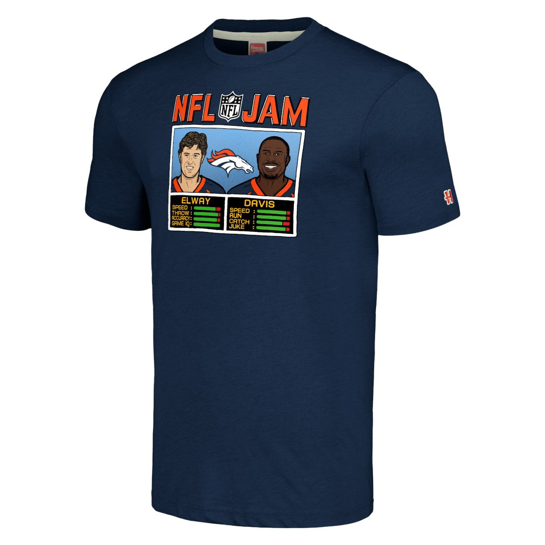 John Elway & Terrell Davis Denver Broncos Homage Unisex NFL Jam Retired Tri-Blend T-Shirt - Navy sale