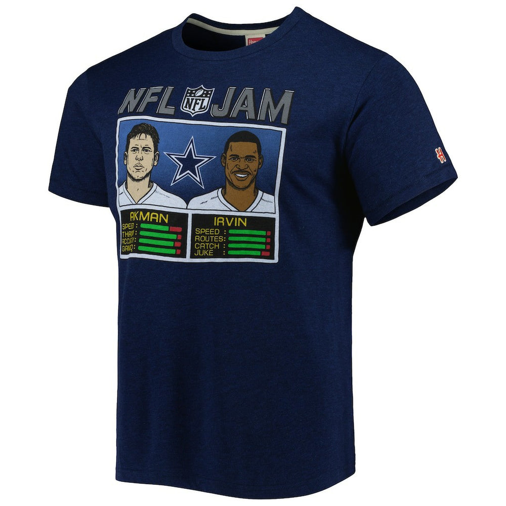 Troy Aikman & Michael Irvin Dallas Cowboys Homage Unisex NFL Jam Retired Tri-Blend T-Shirt - Heather Navy sale
