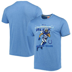 Jonathan Taylor Indianapolis Colts Homage Unisex NFL Blitz Player Tri-Blend T-Shirt - Heathered Heather Royal sale
