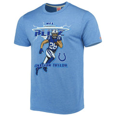 Jonathan Taylor Indianapolis Colts Homage Unisex NFL Blitz Player Tri-Blend T-Shirt - Heathered Heather Royal sale