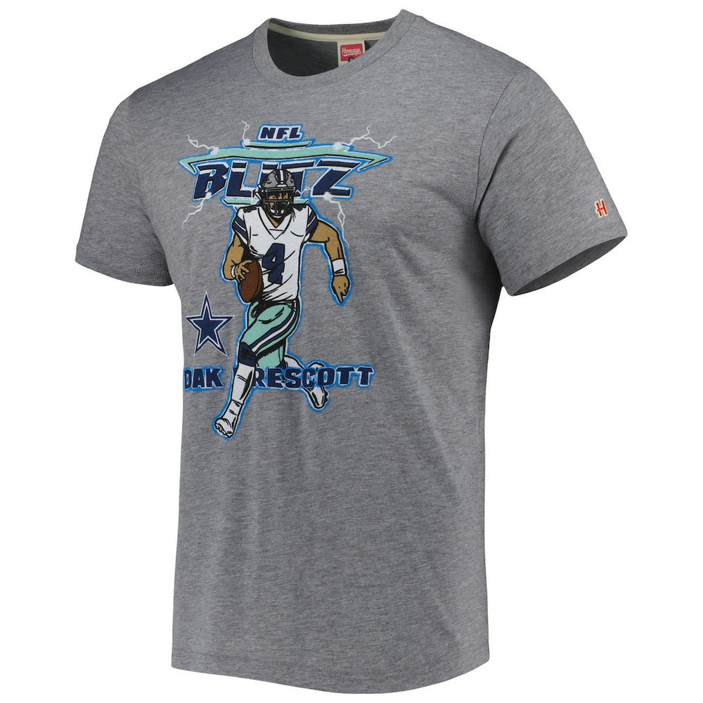 Dak Prescott Dallas Cowboys Homage Unisex NFL Blitz Player Tri-Blend T-Shirt - Heathered Heather Gray discount