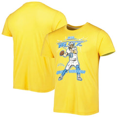 Justin Herbert Los Angeles Chargers Homage Unisex NFL Blitz Player Tri-Blend T-Shirt - Heather Gold cheap