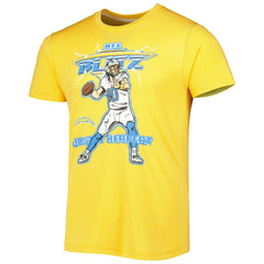 Justin Herbert Los Angeles Chargers Homage Unisex NFL Blitz Player Tri-Blend T-Shirt - Heather Gold cheap