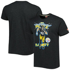 T.J. Watt Pittsburgh Steelers Homage Unisex NFL Blitz Player Tri-Blend T-Shirt - Heathered Heather Charcoal online