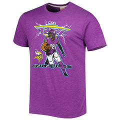 Justin Jefferson Minnesota Vikings Homage Unisex NFL Blitz Player Tri-Blend T-Shirt - Heathered Heather Purple for sale