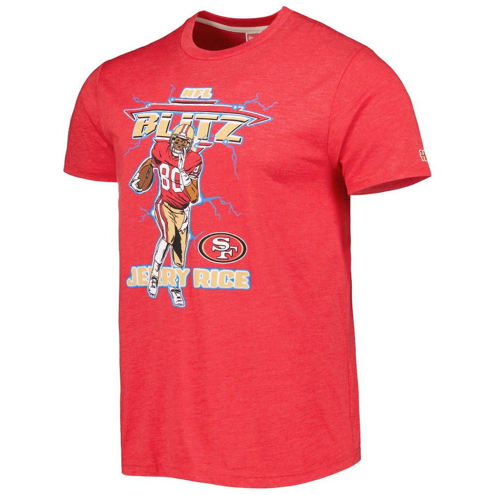 Jerry Rice San Francisco 49ers Homage Unisex NFL Blitz Retired Player Tri-Blend T-Shirt - Heathered Scarlet online