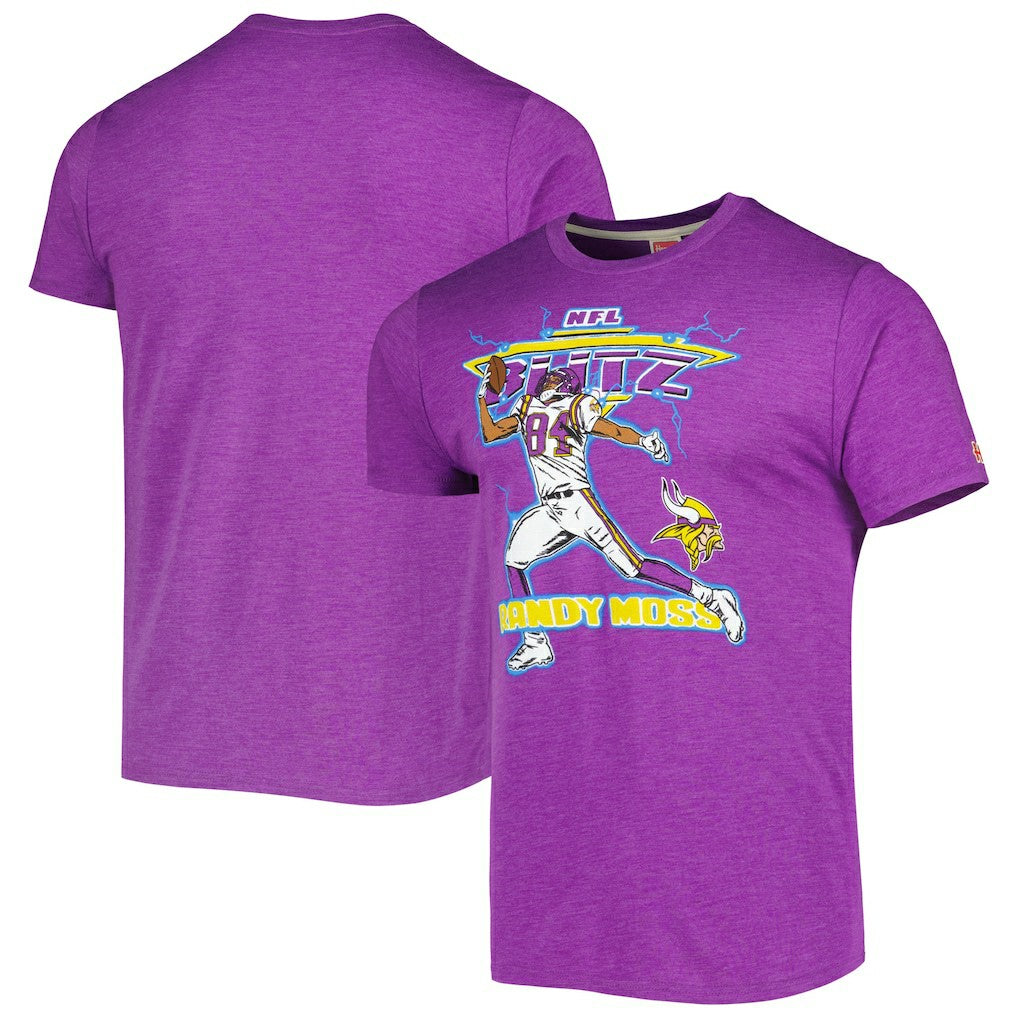 Randy Moss Minnesota Vikings Homage Unisex NFL Blitz Retired Player Tri-Blend T-Shirt - Heathered Purple outlet