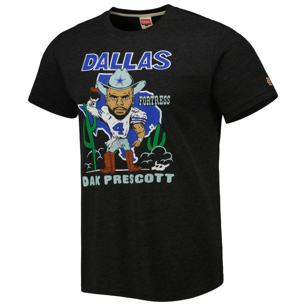 Dak Prescott Dallas Cowboys Homage Unisex Caricature Player Tri-Blend T-Shirt - Heather Black on sale