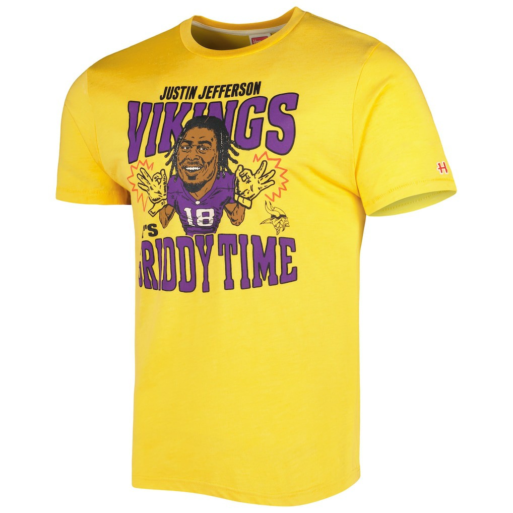 Justin Jefferson Minnesota Vikings Homage Unisex Caricature Player Tri-Blend T-Shirt - Gold online