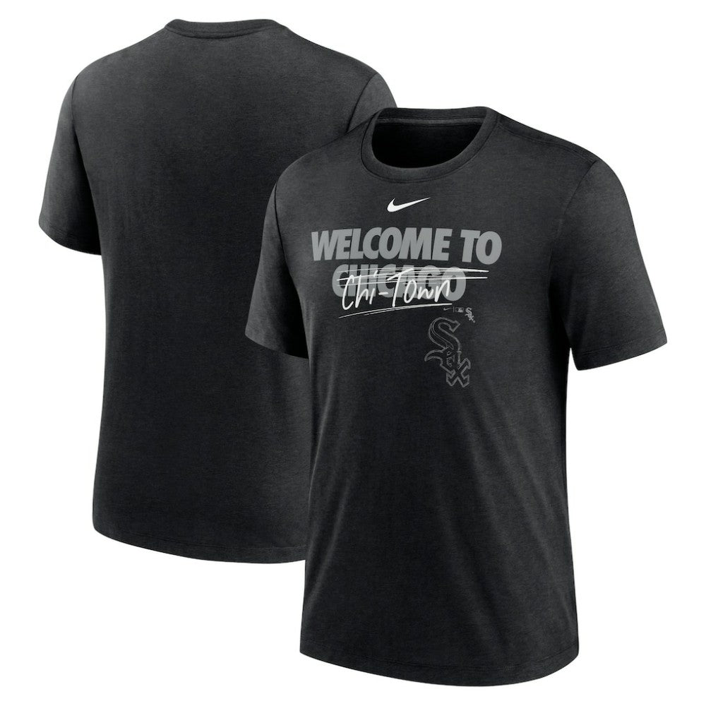 Chicago White Sox Home Spin Tri-Blend T-Shirt - Heather Black | Nike